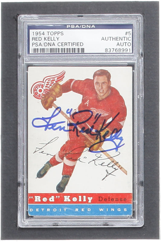 Red Kelly Signed 1954-55 Topps #5 (PSA)