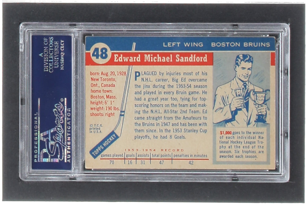 Ed Sandford Signed 1954-55 Topps #48 (PSA)