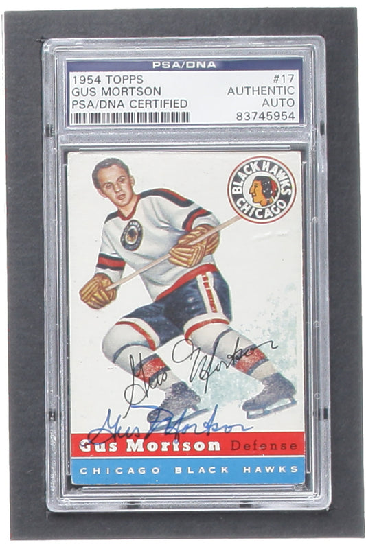 Gus Mortson Signed 1954-55 Topps #17 (PSA)