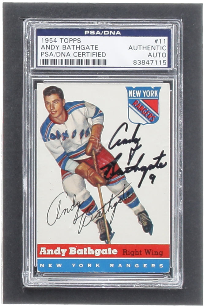 Andy Bathgate Signed 1954-55 Topps #11 (PSA)