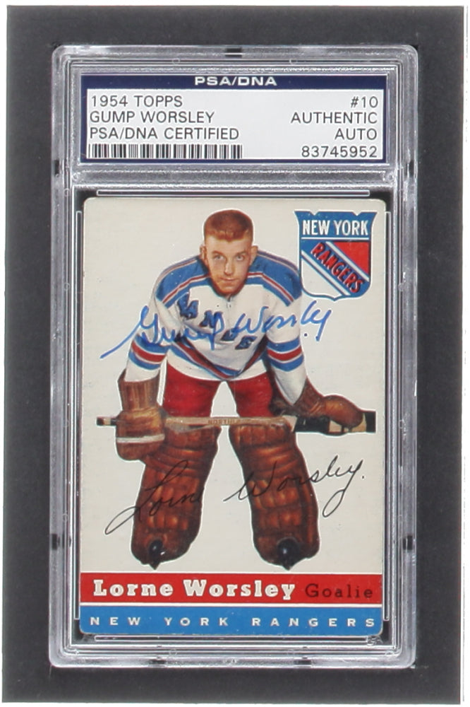 Gump Worsley Signed 1954-55 Topps #10 (PSA)