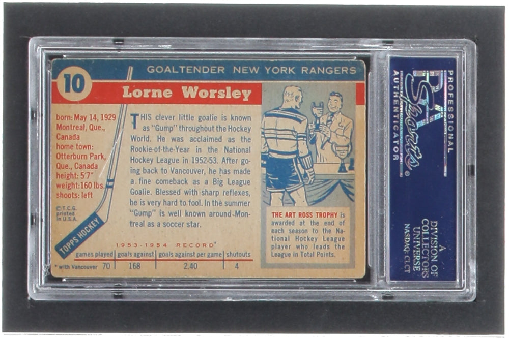 Gump Worsley Signed 1954-55 Topps #10 (PSA)