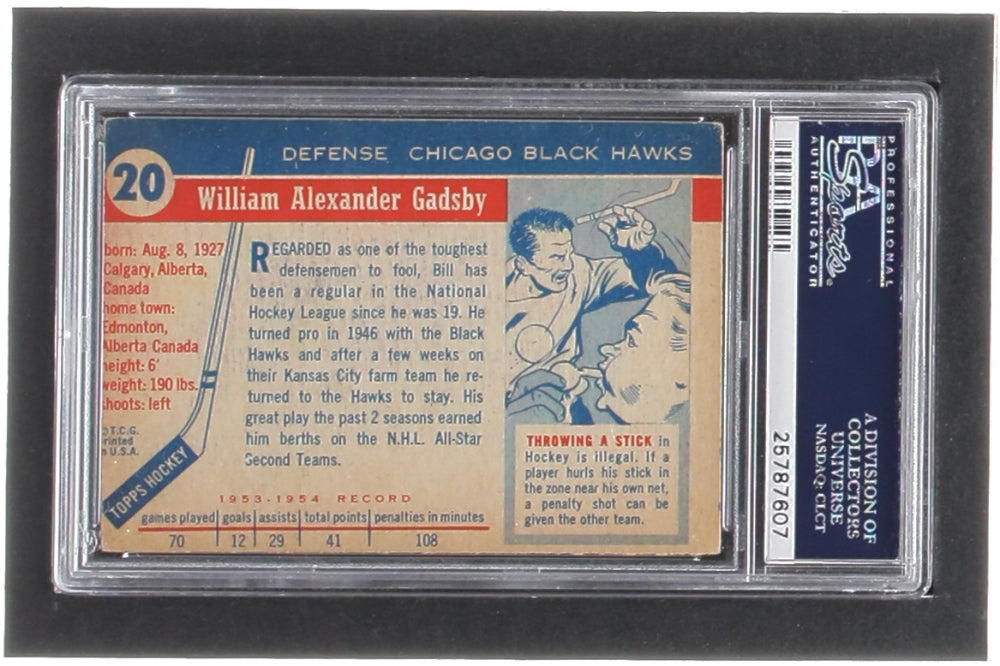 Bill Gadsby Signed 1954-55 Topps #20 (PSA)