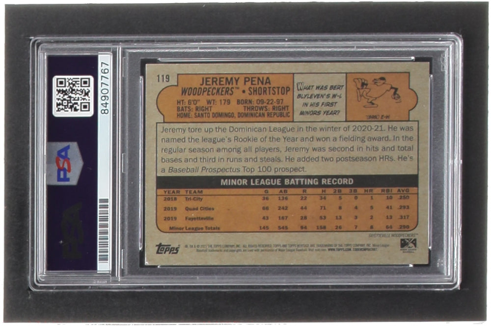 Jeremy Pena Signed 2021 Topps Heritage Minors #119 RC - Auto Grade (PSA) 10 - Rookie Card