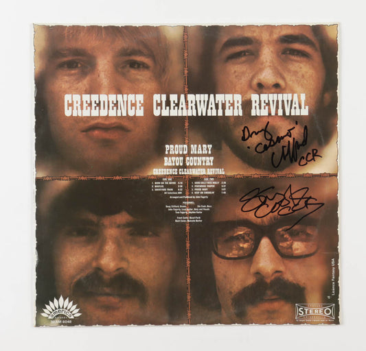 Stu Cook & Doug Clifford Signed (Beckett) "Creedence Clearwater Revival" Vinyl Record Album Cover Inscribed "CCR"