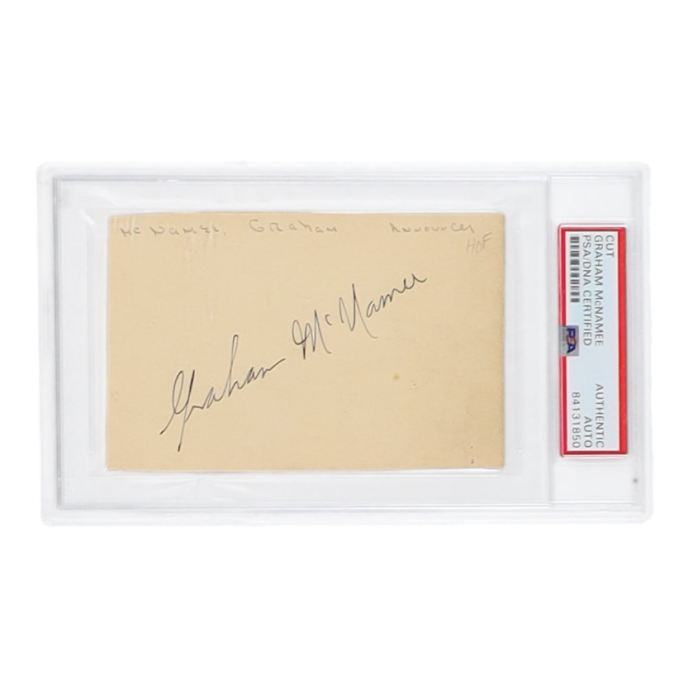 Graham McNamee Signed 3x5 Cut (PSA) Radio broadcaster