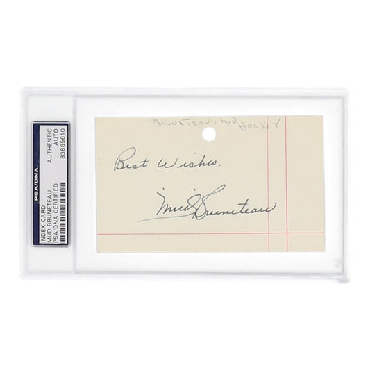 Mud Bruneteau Signed Index Card Inscribed "Best Wishes" (PSA)