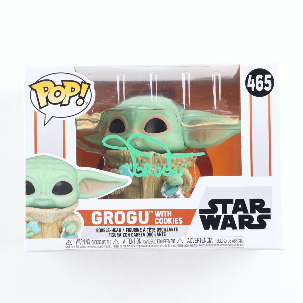 John Rosengrant Signed (JSA) "Star Wars" #465 Grogu with Cookies Funko Pop Vinyl Figure Inscribed "Grogu" - Puppeteer