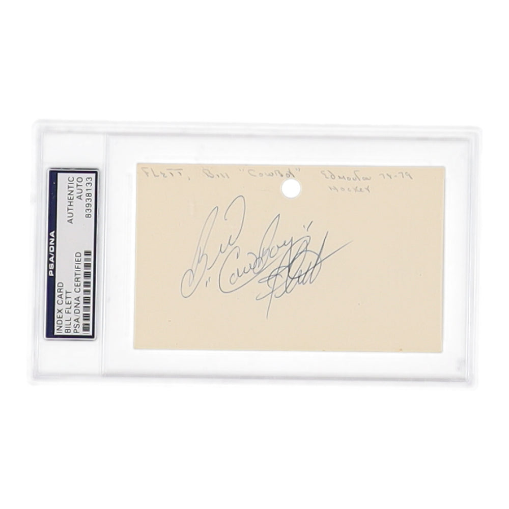 Bill "Cowboy" Flett Signed Index Card (PSA)