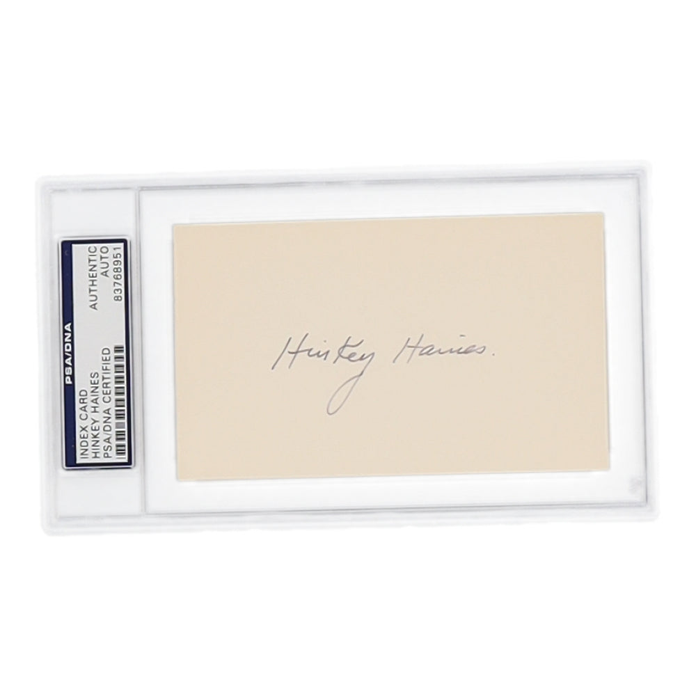 Hinkey Haines Signed Index Card (PSA)
