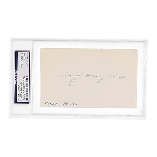 Hinkey Haines Signed Index Card (PSA)