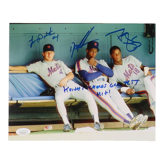 Dwight Gooden, Darryl Strawberry & Lenny Dykstra Signed (JSA) Mets 8x10 Photo with Extensive Inscription