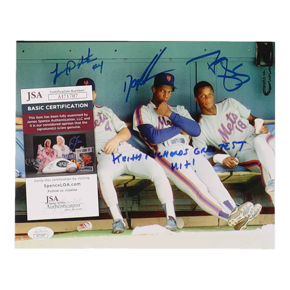 Dwight Gooden, Darryl Strawberry & Lenny Dykstra Signed (JSA) Mets 8x10 Photo with Extensive Inscription