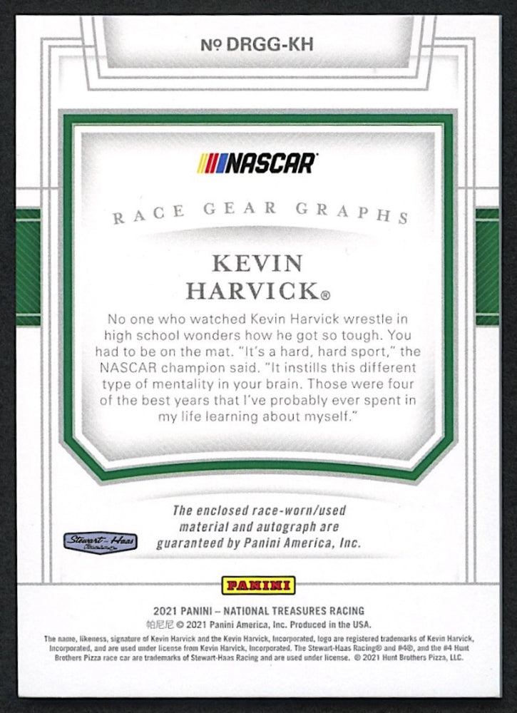 Kevin Harvick 2021 Panini National Treasures Dual Race Gear Graphs Holo Silver Auto #12 - #02/15