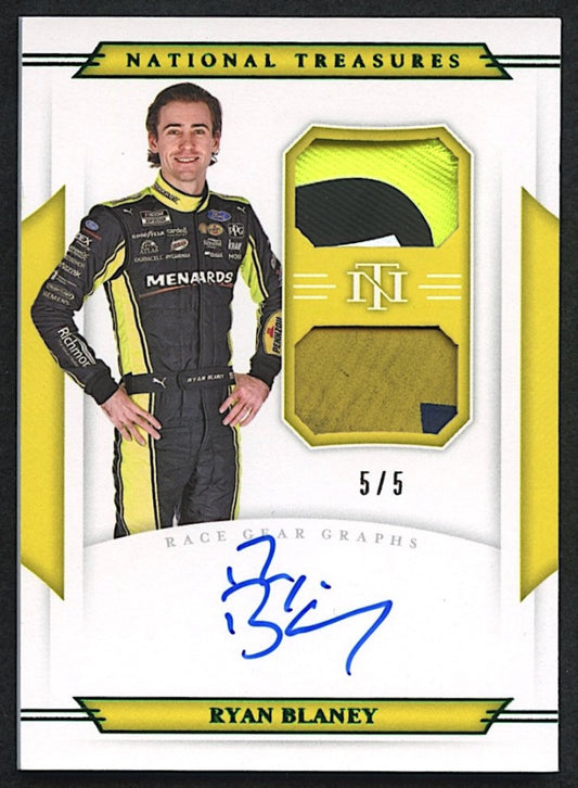 Ryan Blaney 2021 Panini National Treasures Dual Race Gear Graphs Green #19 - #5/5