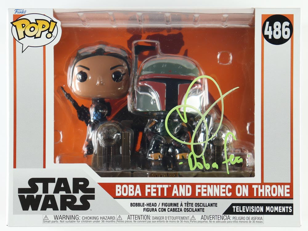 Daniel Logan Signed (PA) "Star Wars" Boba Fett And Fennec On Throne #486 Funko Pop! Bobble-Head Vinyl Figure Inscribed "Boba Fett" - Young Boba Fett