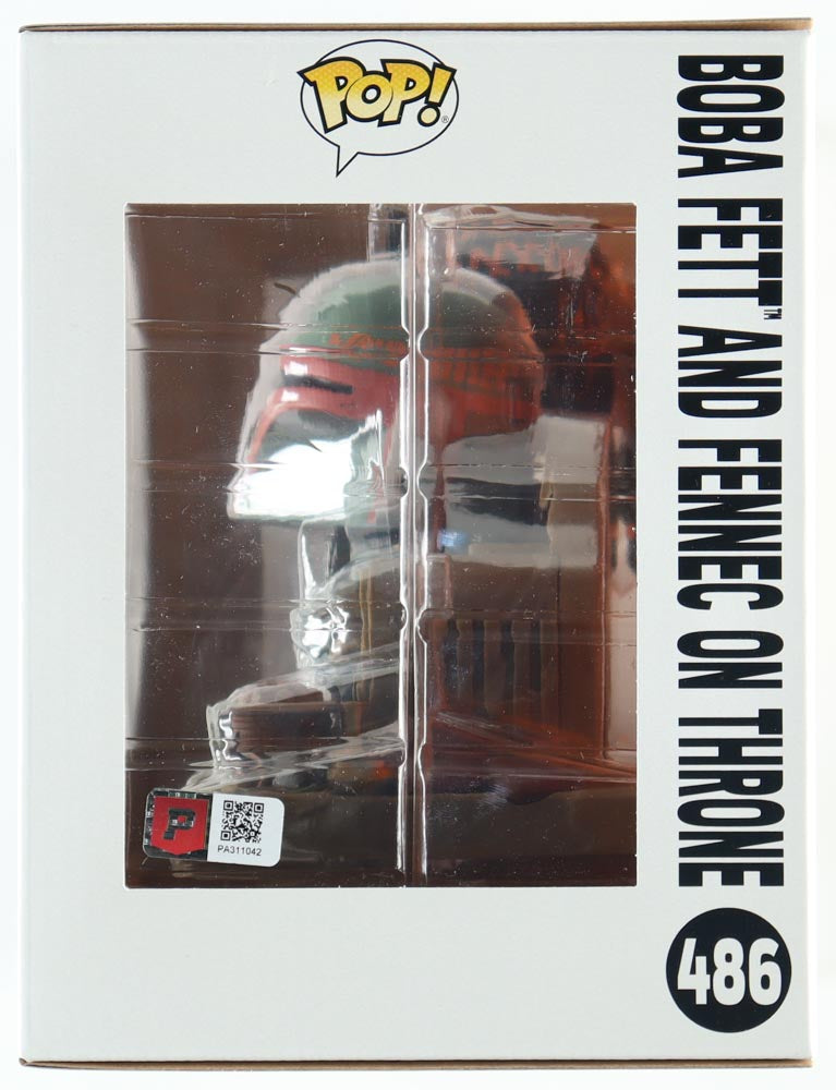 Daniel Logan Signed (PA) "Star Wars" Boba Fett And Fennec On Throne #486 Funko Pop! Bobble-Head Vinyl Figure Inscribed "Boba Fett" - Young Boba Fett