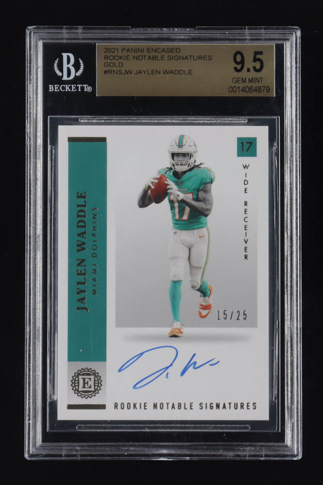 Jaylen Waddle 2021 Panini Encased Rookie Notable Signatures Gold #RNSJW #15/25 RC (BGS 9.5 | Auto Grade 10) - Rookie Card