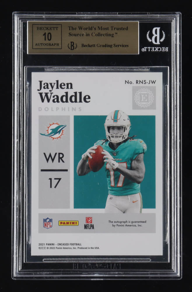 Jaylen Waddle 2021 Panini Encased Rookie Notable Signatures Gold #RNSJW #15/25 RC (BGS 9.5 | Auto Grade 10) - Rookie Card