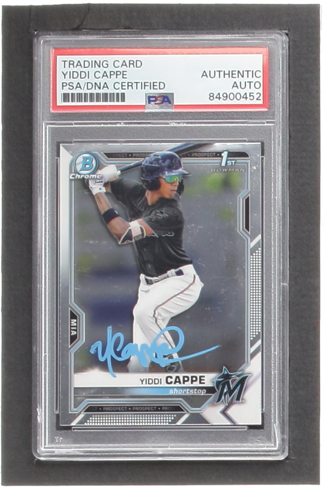 Yiddi Cappe Signed 2021 Bowman Chrome Prospects #BCP199 RC (PSA) - Rookie Card