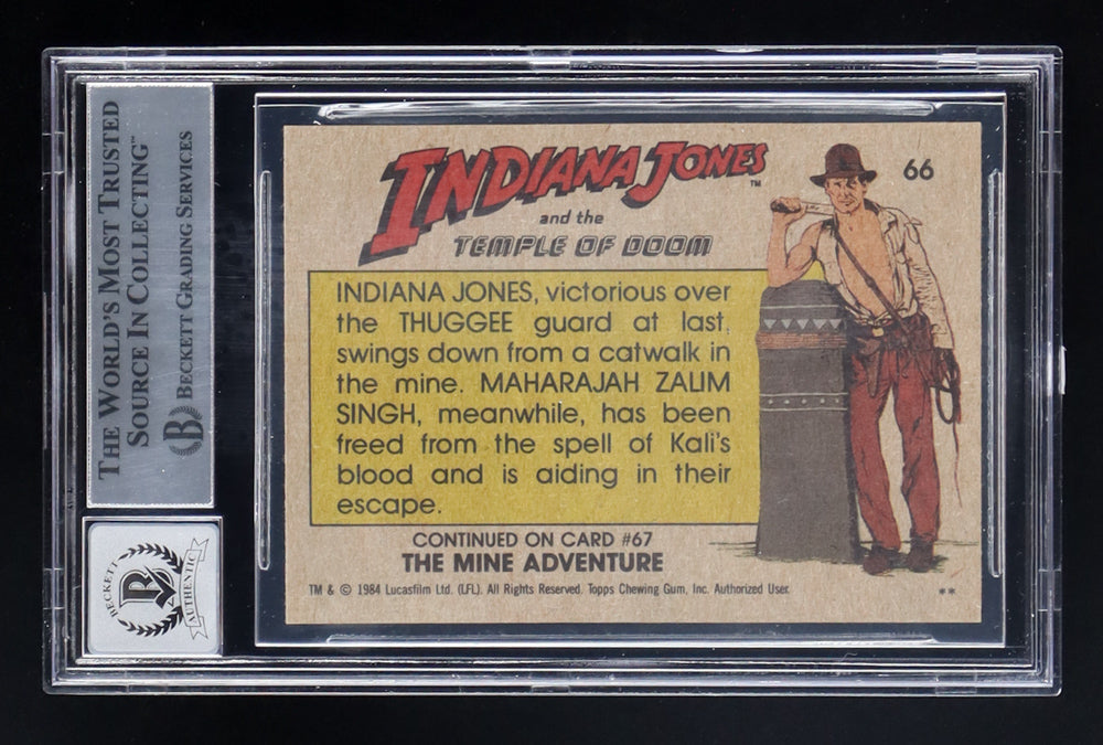 Vic Armstrong Signed 1984 Topps Indiana Jones and the Temple of Doom #66 Inscribed "Stunts" (BGS | Autograph Graded 10)