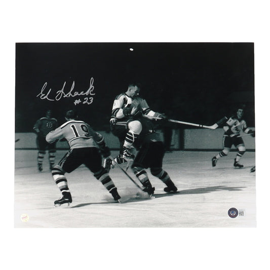 Eddie Shack Signed (Beckett) New York Rangers 11x14 Photo (Beckett) - Rare