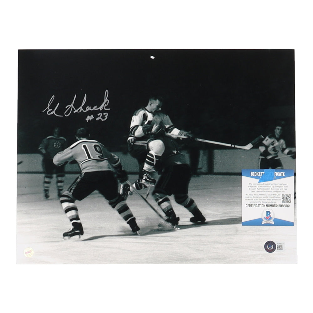 Eddie Shack Signed (Beckett) New York Rangers 11x14 Photo (Beckett) - Rare