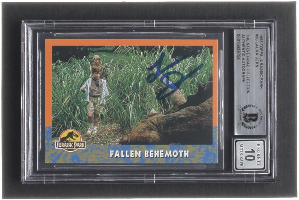 Laura Dern Signed 1993 Topps Jurassic Park #30 Fallen Behemoth (BGS | Autograph Graded 10)