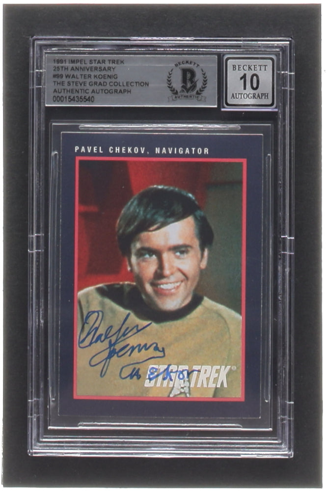 Walter Koenig Signed 1991 Impel Star Trek 25th Anniversary #99 Pavel Chekov, Navigator (BGS | Autograph Graded 10)