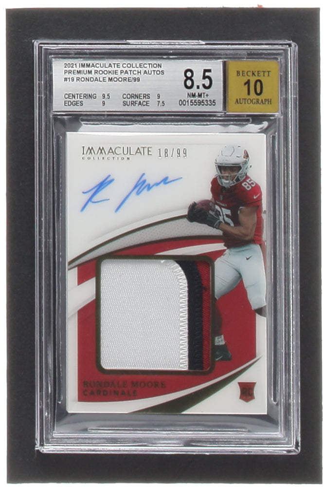 Rondale Moore 2021 Immaculate Collection #18/99 Premium Rookie Patch Autographs #19 RC (BGS 8.5 | Auto BGS 10) Rookie Card