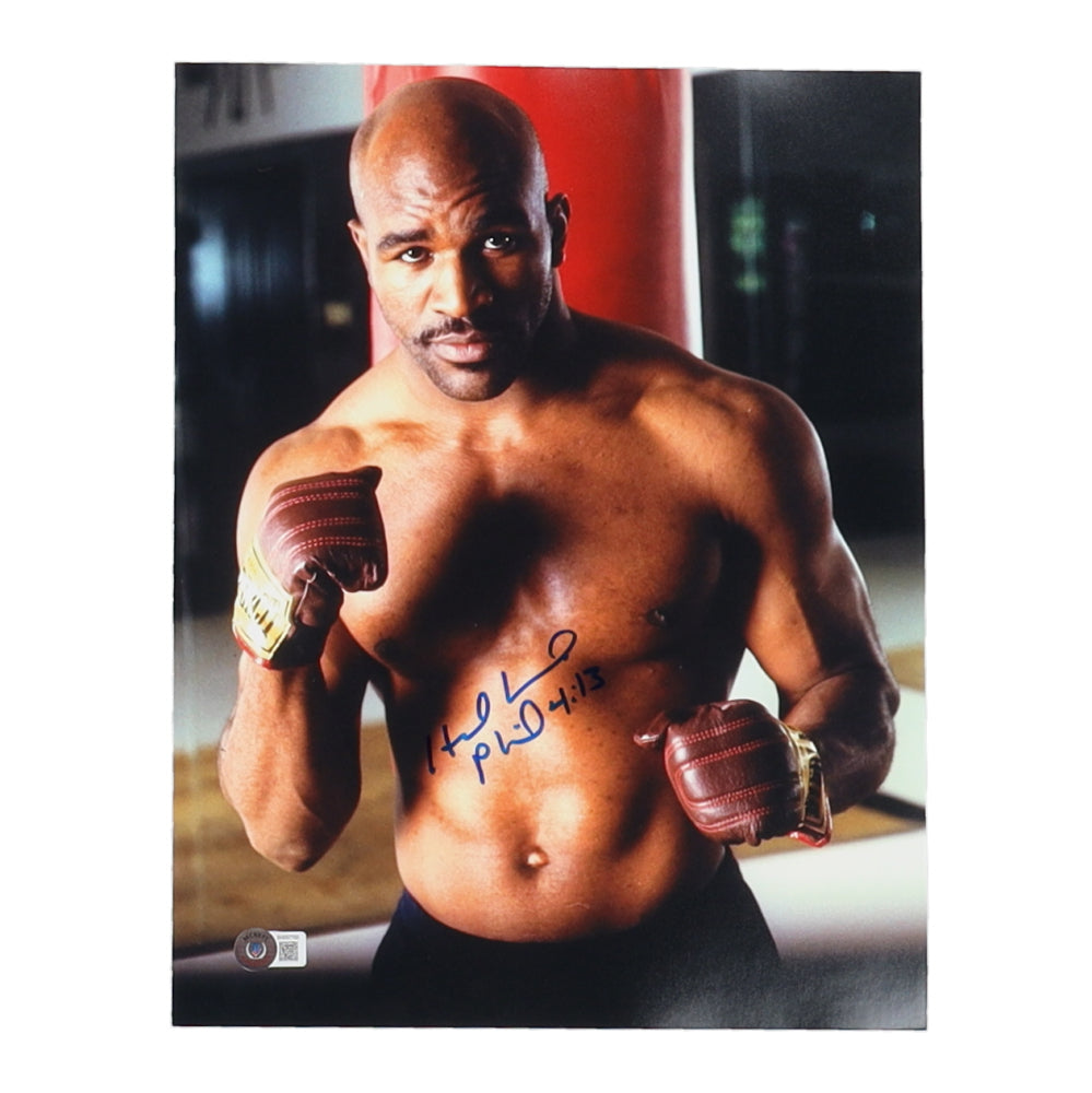 Evander Holyfield Signed (Beckett) 11x14 Photo With Inscription