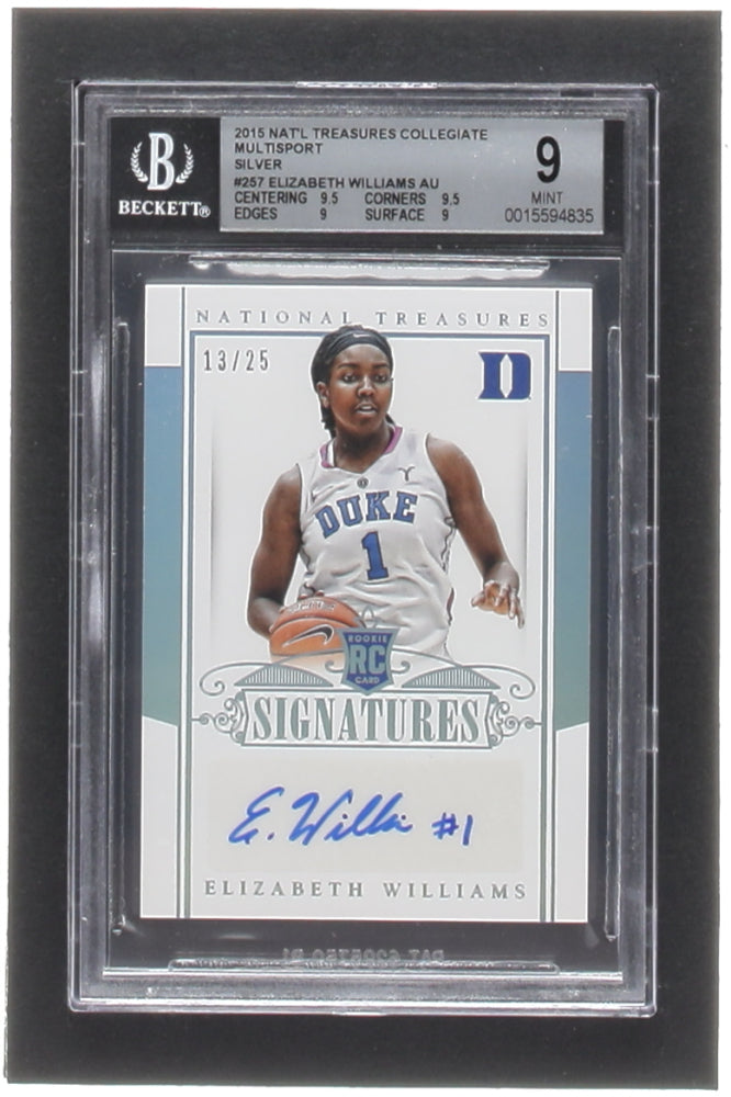 Elizabeth Williams 2015 #13/25 Panini National Treasures Collegiate Multisport Silver #257 Autograph RC (BGS 9) - Auto 10 - Rookie Card