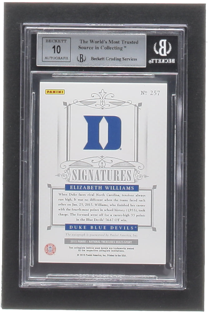 Elizabeth Williams 2015 #13/25 Panini National Treasures Collegiate Multisport Silver #257 Autograph RC (BGS 9) - Auto 10 - Rookie Card