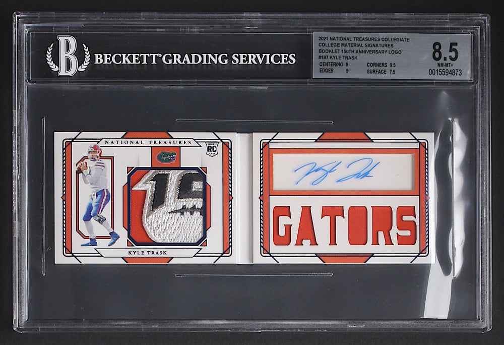 Kyle Trask 2021 Panini National Treasures Collegiate College Material Signatures Booklet 150th Anniversary Logo #187 RC #1/5 (BGS 8.5 - Autograph BGS 10) - Rookie Card