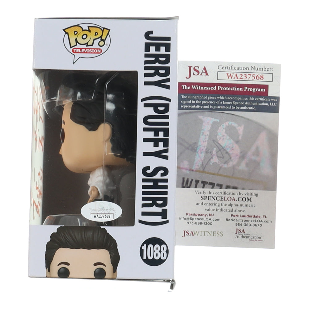 Steve Hytner Signed (JSA) "Seinfeld" #1088 Jerry (Puffy Shirt) Funko Pop! Vinyl Figure Inscribed "Bania" & "Im Huge! Jerry!!" - Kenny Bania