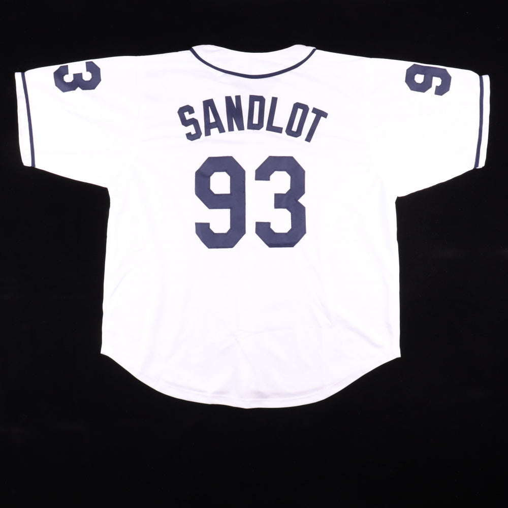 "The Sandlot" Jersey Signed by (6) with Tom Guiry, Chauncey Leopardi, Marty York, Shane Obedzinski, Victor DiMattia & Brandon Adams with inscriptions (Beckett) "The Sandlot"