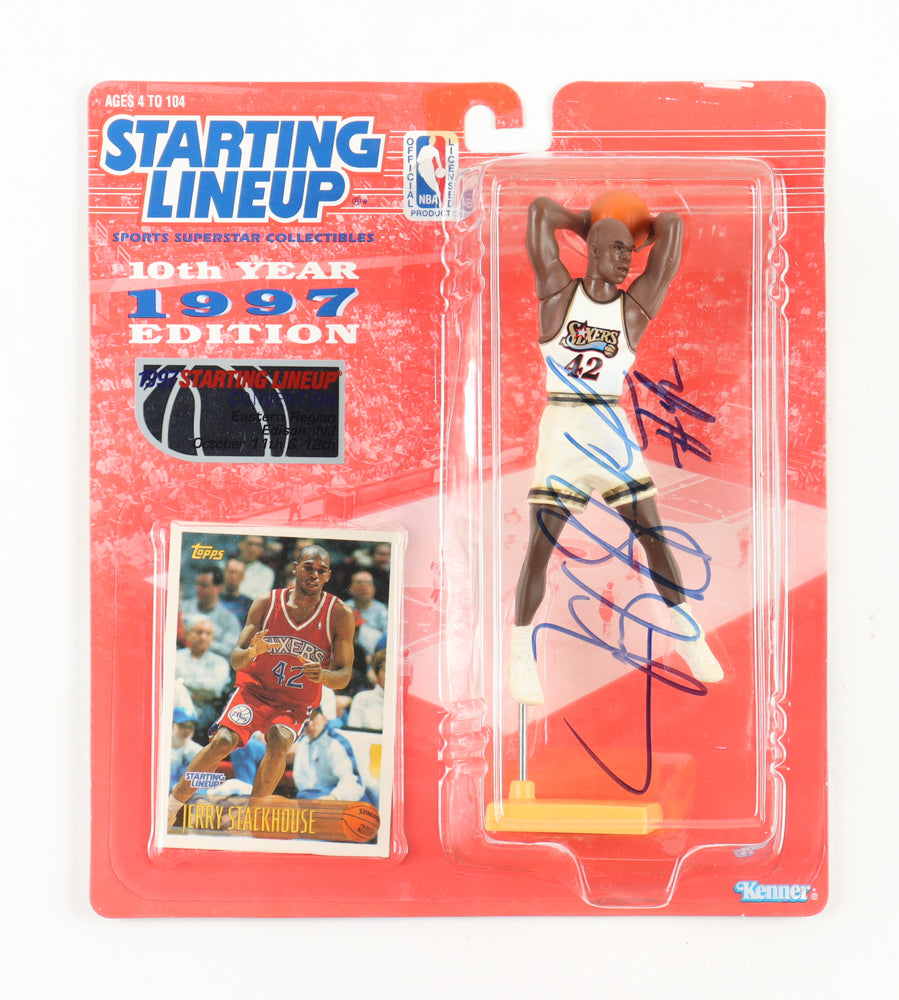 Jerry Stackhouse Signed (Beckett) Starting Lineup Action Figure with Trading Card