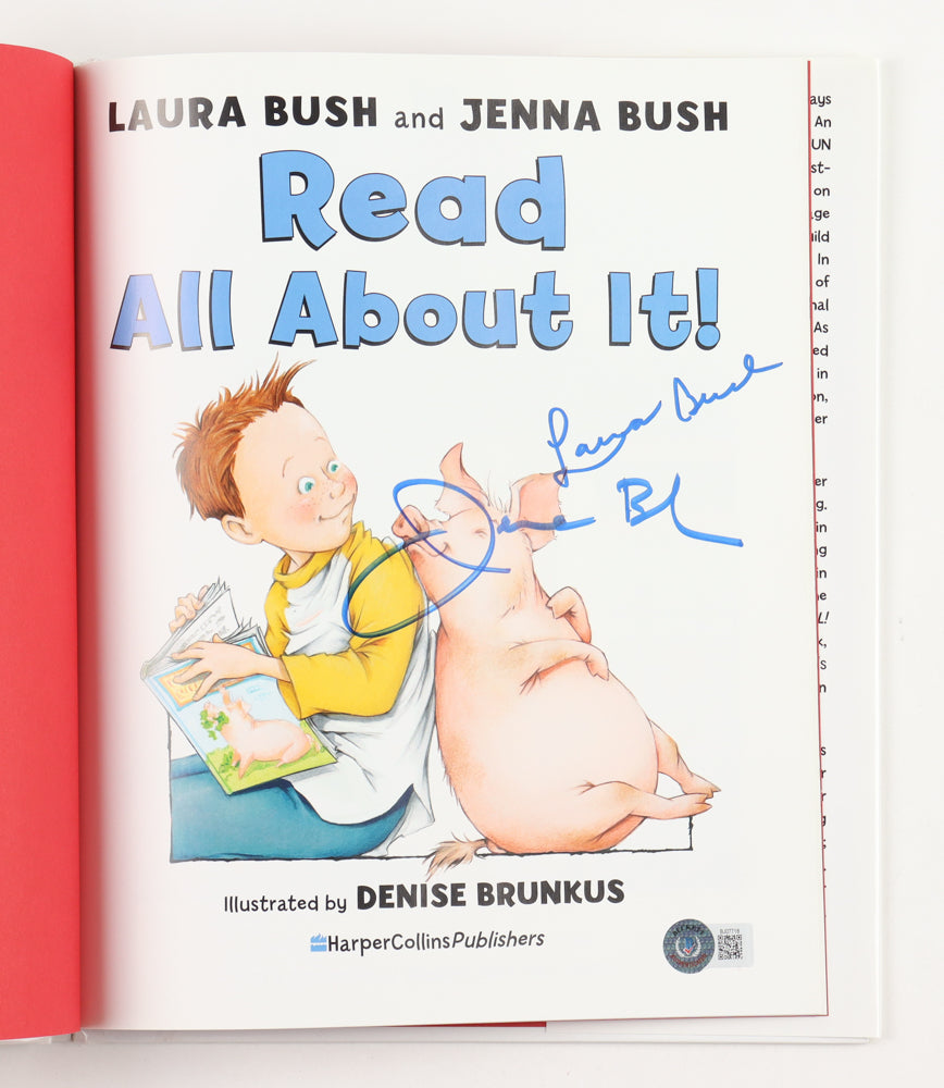 Jenna Bush & Laura Bush Signed "Read All About It!" Hardcover Book (Beckett)