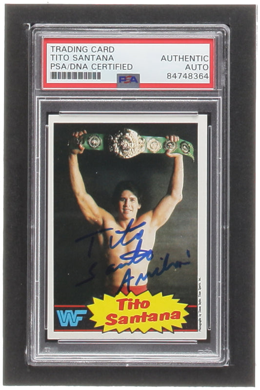 Tito Santana Signed 1985 Topps WWF #14 (PSA)