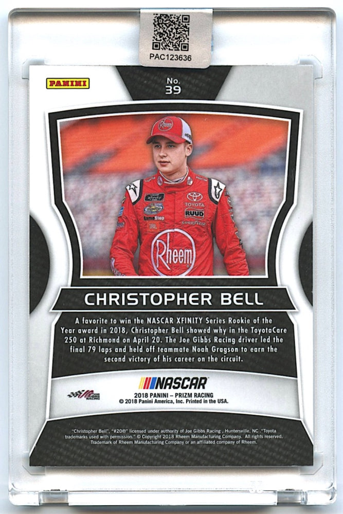 Christopher Bell Signed 2018 Panini Prizm #39 RC (PA Encapsulated) - Hand-Signed Rookie Card