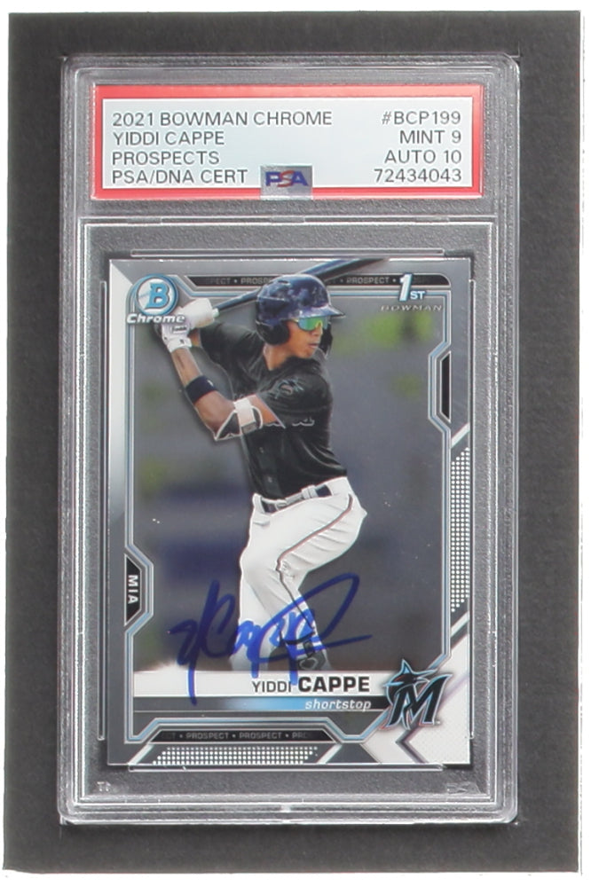 Yiddi Cappe Signed 2021 Bowman Chrome Prospects #BCP199 RC (PSA 9 | Autograph Graded 10) - Rookie Card