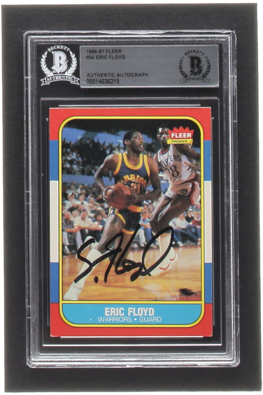 Eric "Sleepy" Floyd Signed 1986-87 Fleer #34 RC (BGS)- Rookie Card