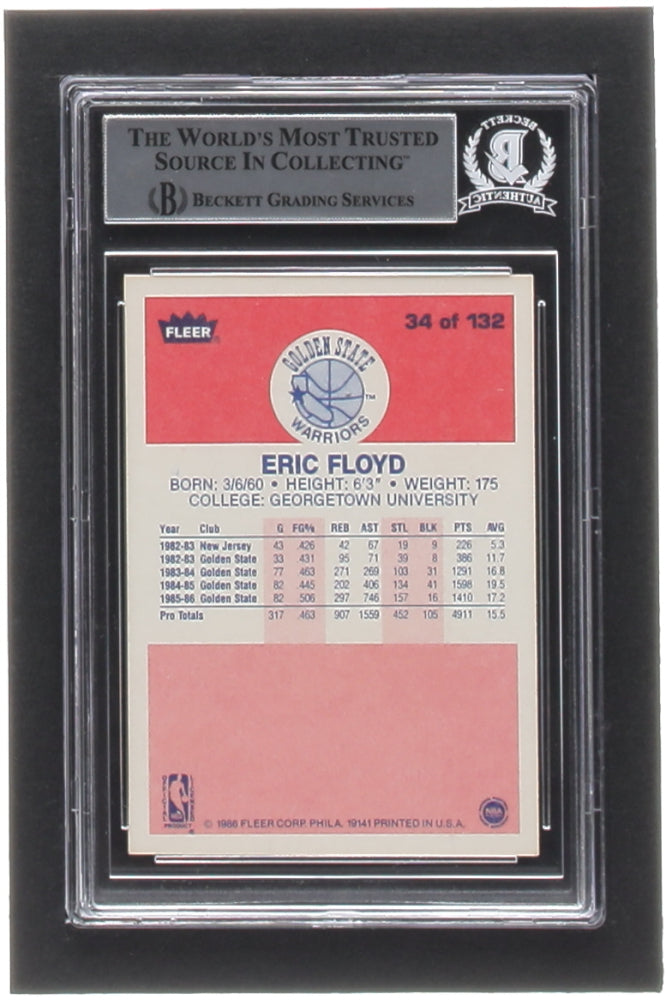 Eric "Sleepy" Floyd Signed 1986-87 Fleer #34 RC (BGS)- Rookie Card