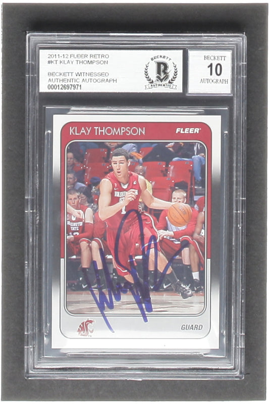 Klay Thompson Signed 2011-12 Fleer Retro 1988-89 #KT RC (BGS | Autograph Graded 10) - Rookie Card | Beckett Witnessed