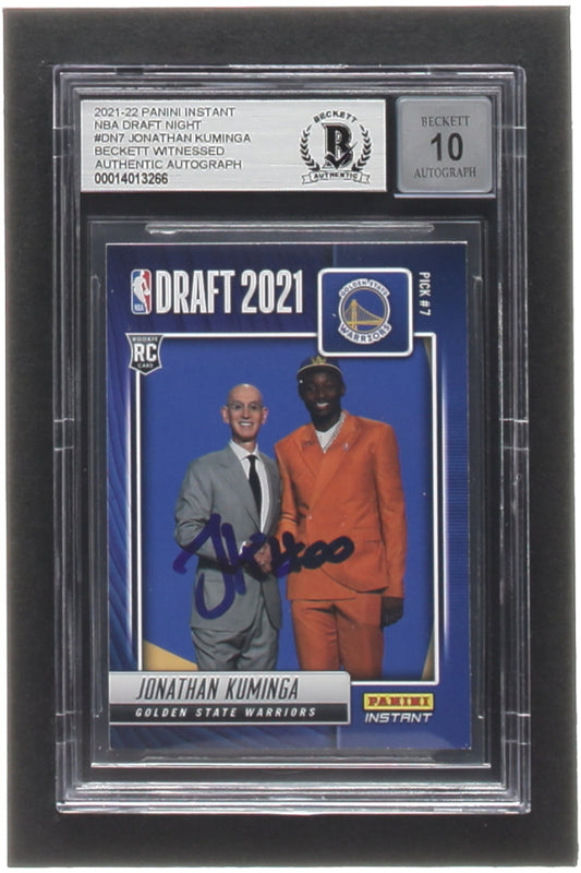 Jonathan Kuminga Signed 2021-22 Panini Instant Draft Night #7 RC (BGS | Autograph Graded 10) - Rookie Card | Beckett Witnessed