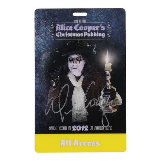 Alice Cooper Signed (Beckett) 2012 "Christmas Pudding" All Access Concert Pass