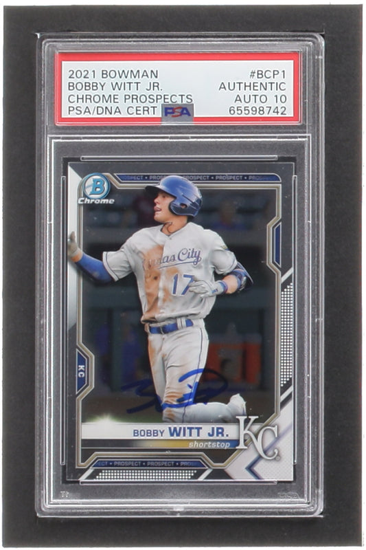 Bobby Witt Jr. Signed 2021 Bowman Chrome Prospects #BCP1 (PSA | Autograph Graded 10)