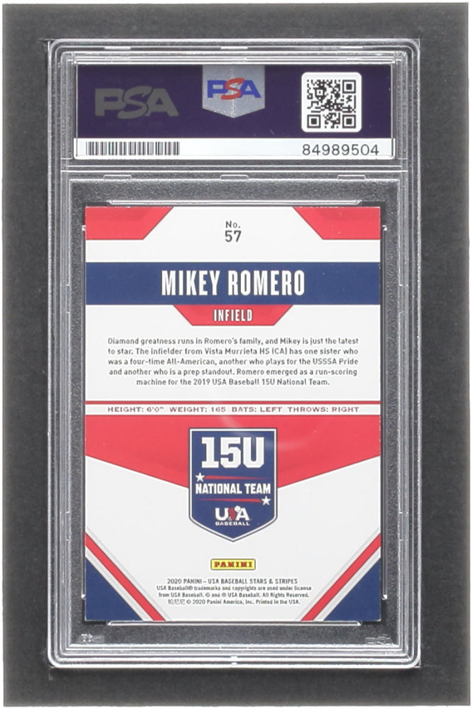 Mikey Romero Signed 2020 USA Baseball Stars and Stripes #57 RC (PSA) - Rookie Card