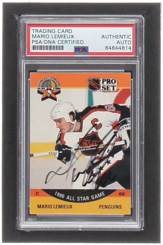 Mario Lemieux Signed 1990-91 Pro Set #362 AS (PSA)