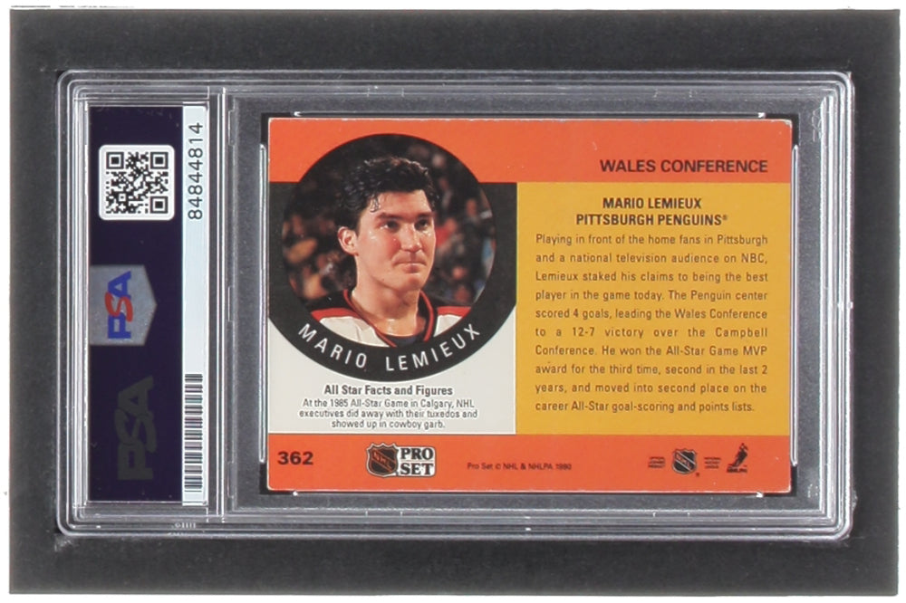 Mario Lemieux Signed 1990-91 Pro Set #362 AS (PSA)